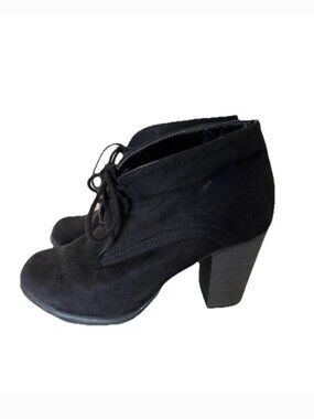 Attention High Heel Lace Up Booties Sz‎ 7M Black #174N